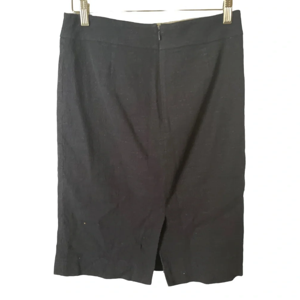 J. Crew Navy Blue Cotton Spandex Tweed Textured Pencil Skirt‎